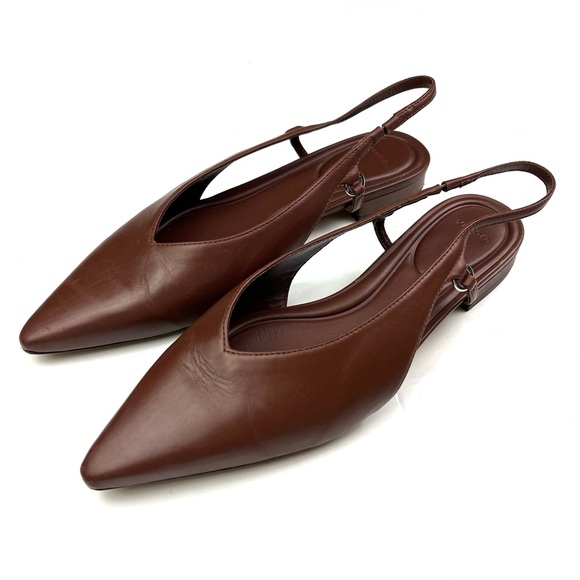 Vince Brown Leather Sling-Back Pointed Toe Ines Flats size 8 - Picture 3 of 7